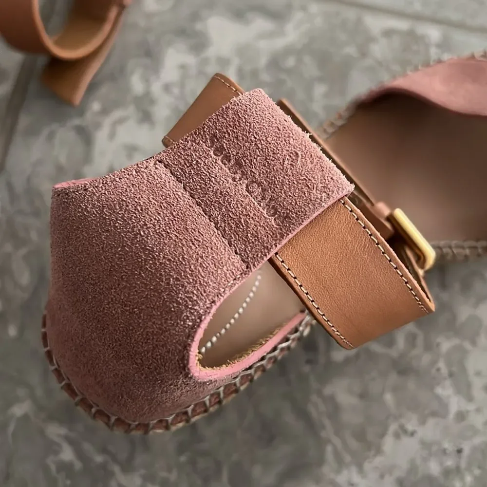 See by Chloé Glyn Calf Leather Espadrille Platform Wedge Sandals, New, Size 42 - Picture 10 of 13